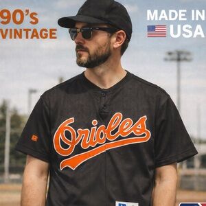 Vtg 90s MLB Baltimore Orioles Diamond Collection Jersey Russell Athletic 44 USA